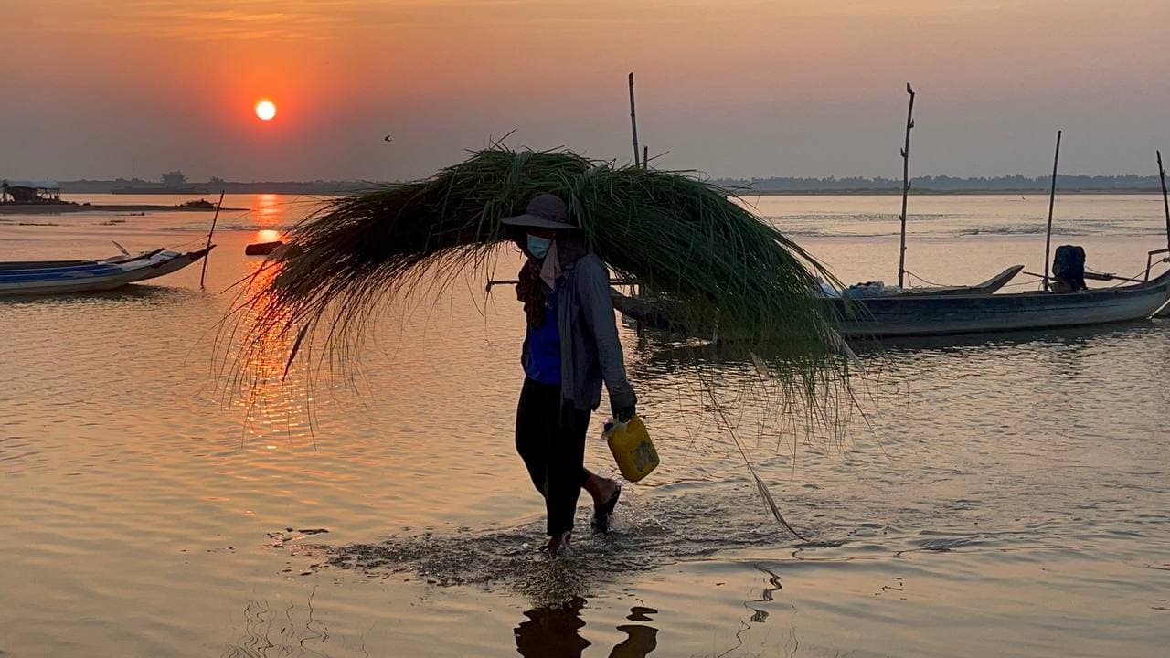 ទិដ្ឋភាពថ្ងៃលិចនៅឃុំកោះចូរ៉ាម ស្រុកខ្សាច់កណ្តាល 🌅🇰🇭