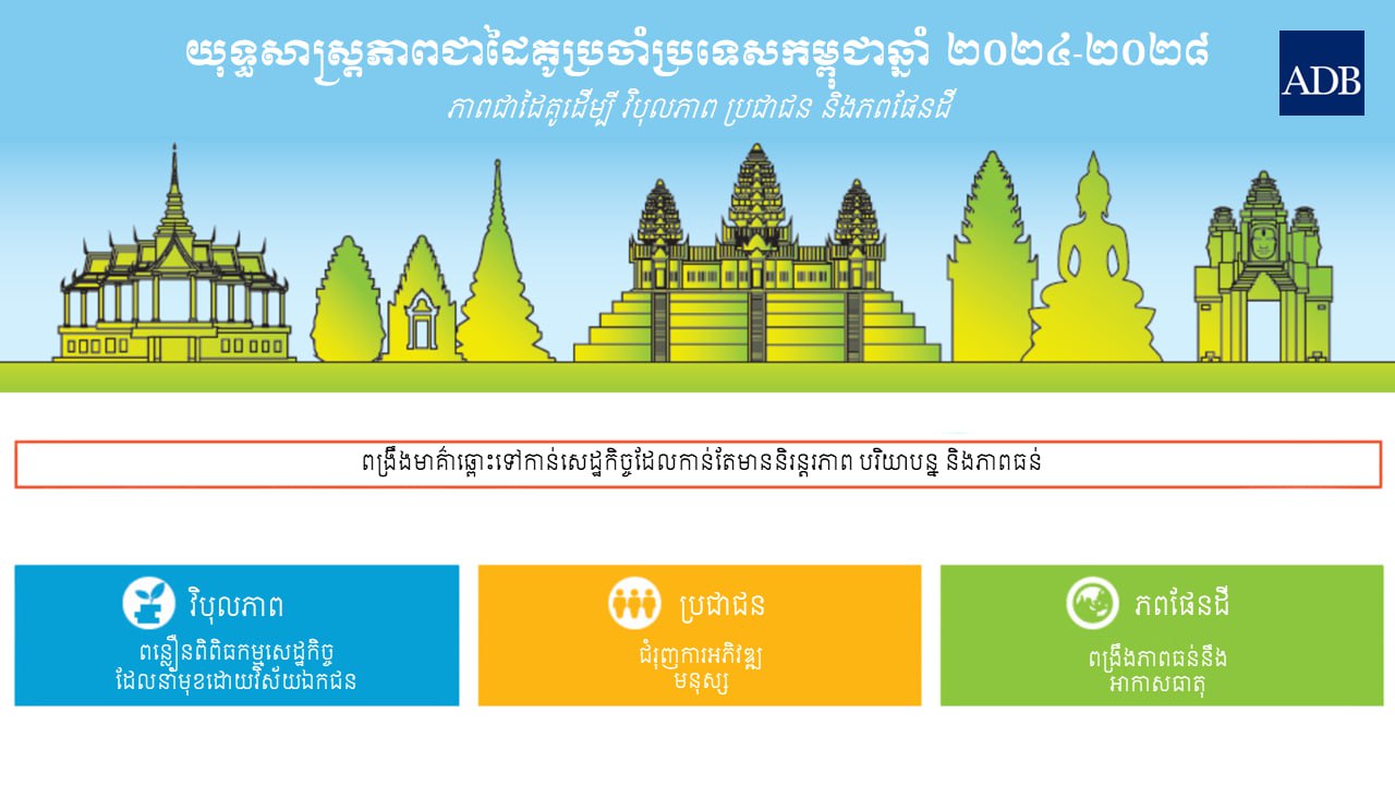 ADB ប្រកាសអនុវត្តយុទ្ធសាស្ត្រភាពជាដៃគូប្រចាំប្រទេសថ្មីសម្រាប់កម្ពុជាចាប់ពីឆ្នាំ ២០២៤-២០២៨