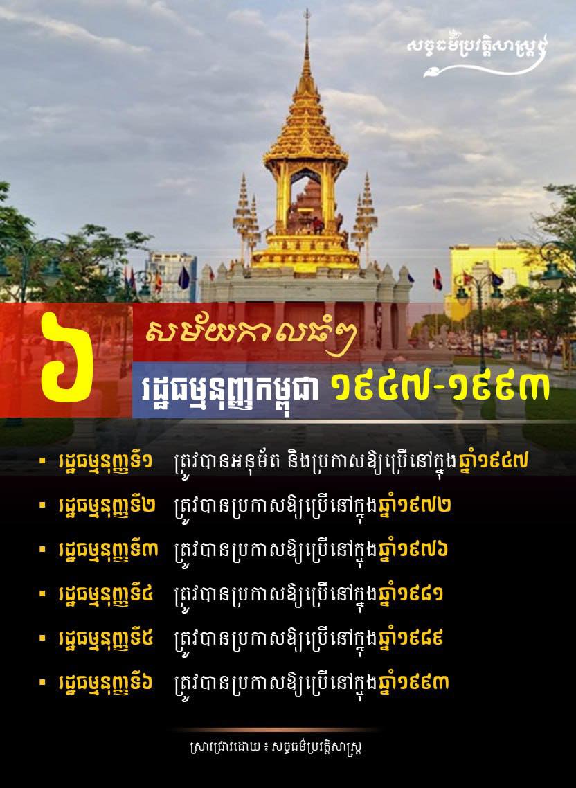 ៦សម័យកាលធំៗ នៃរដ្ឋធម្មនុញ្ញកម្ពុជា ១៩៤៧-១៩៩៣